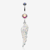 Jeweled Angel Wing Sparkle Belly Ring-Aurora Borealis