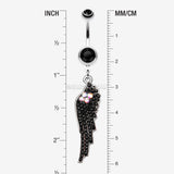 Detail View 1 of Jeweled Angel Wing Sparkle Belly Ring-Black