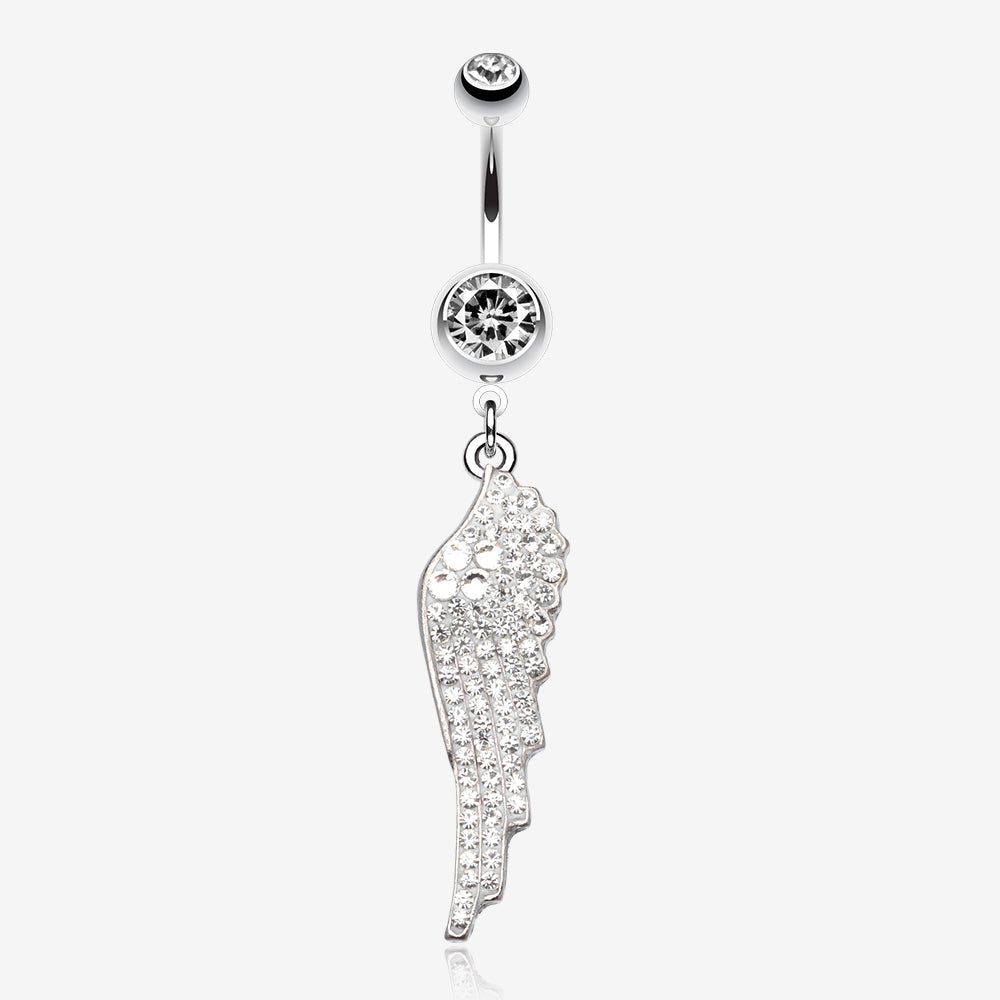 Jeweled Angel Wing Sparkle Belly Ring-Clear Gem