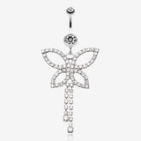 Classic Butterfly Sparkle Belly Ring-Clear Gem