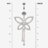 Detail View 1 of Classic Butterfly Sparkle Belly Ring-Clear Gem