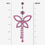 Detail View 1 of Classic Butterfly Sparkle Belly Ring-Fuchsia