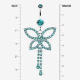 Detail View 1 of Classic Butterfly Sparkle Belly Ring-Teal