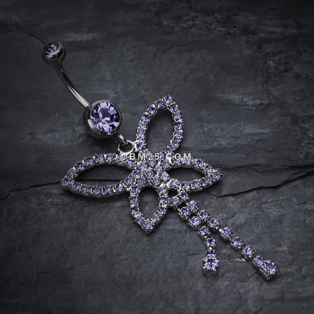 Detail View 2 of Classic Butterfly Sparkle Belly Ring-Tanzanite