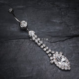 Detail View 2 of Marquise Chandelier Belly Ring-Clear Gem