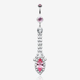 Marquise Chandelier Belly Ring-Light Pink/Clear