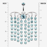Detail View 1 of Sparkling Curtain Chandelier Belly Ring-Aqua