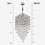 Detail View 1 of Shimmering Chandelier Drape Belly Ring-Clear Gem