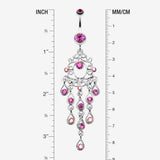 Detail View 1 of Classic Chandelier Sparkle Belly Ring-Fuchsia