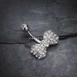 Detail View 2 of Sparkle Wonder Bow-Tie Belly Button Ring-Clear Gem