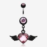 Dark Love Angel Belly Button Ring-Pink
