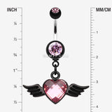 Detail View 1 of Dark Love Angel Belly Button Ring-Pink
