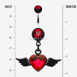 Detail View 1 of Dark Love Angel Belly Button Ring-Red