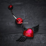 Detail View 2 of Dark Love Angel Belly Button Ring-Red