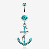 Glistening Gem Anchor Dock Belly Button Ring