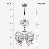 Detail View 1 of Lovely Sparkle Bow-Tie Belly Button Ring-Clear Gem