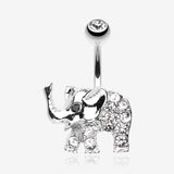 Elephant Walk Belly Button Ring-Clear Gem