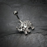 Detail View 2 of Elephant Walk Belly Button Ring-Clear Gem