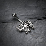 Detail View 2 of Elephant Walk Belly Button Ring-Hematite