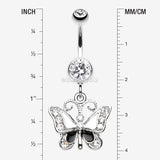 Detail View 1 of Butterfly Delight Belly Button Ring-Clear Gem