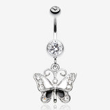 Butterfly Delight Belly Button Ring-Clear Gem