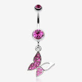 Butterfly Allure Multi-Gem Belly Button Ring