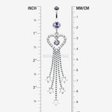 Detail View 1 of Heart Crystalline Star Falls Belly Button Ring-Tanzanite