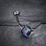 Detail View 2 of Prism Cube Box Belly Button Ring-Blue