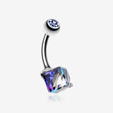 Prism Cube Box Belly Button Ring-Blue