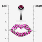 Detail View 1 of Glamour Sexy Lips Belly Button Ring-Fuchsia