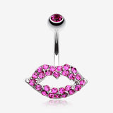 Glamour Sexy Lips Belly Button Ring-Fuchsia