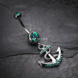 Detail View 2 of Anchor Dock Belly Button Ring-Teal