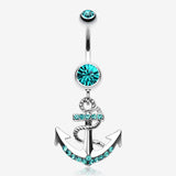 Anchor Dock Belly Button Ring-Teal