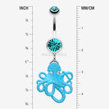Detail View 1 of Evil Octopus Belly Button Ring-Teal