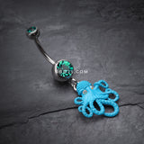 Detail View 2 of Evil Octopus Belly Button Ring-Teal