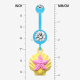 Detail View 1 of Ariel's Starfish Shell Belly Button Ring-Yellow/Clear/Pink