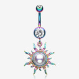 Radiant Blazing Sun Belly Button Ring