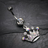 Detail View 2 of Crown Jewel Multi-Gem Belly Button Ring-Clear Gem