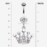 Detail View 1 of Crown Jewel Multi-Gem Belly Button Ring-Clear Gem
