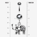 Detail View 1 of Elephant Walk Dangle Belly Button Ring-Hematite