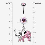Detail View 1 of Elephant Walk Dangle Belly Button Ring-Light Pink