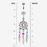 Detail View 1 of Classic Beaded Dreamcatcher Belly Button Ring-Clear Gem/Pink