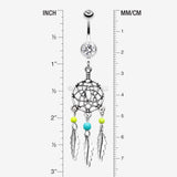 Detail View 1 of Classic Beaded Dreamcatcher Belly Button Ring-Clear Gem/Yellow