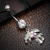 Detail View 2 of Summer Bliss Palm Tree Belly Button Ring-Clear Gem