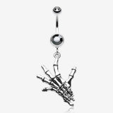 Hand of Death Skeleton Belly Button Ring-Hematite