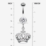 Detail View 1 of The Majestic Crown Belly Button Ring-Clear Gem