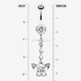 Detail View 1 of Butterfly Sparkly Belly Button Ring-Clear Gem