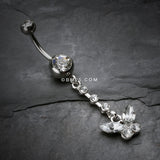 Detail View 2 of Butterfly Sparkly Belly Button Ring-Clear Gem