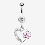 Butterfly Journey Heart Belly Button Ring