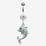 Sweet Sparkle Dolphin Belly Button Ring